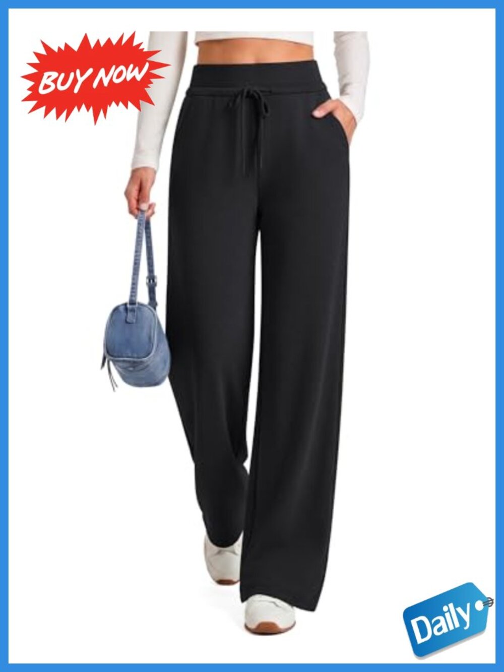 Wide Leg Sweatpants Drawstring Pockets High Rise Lounge